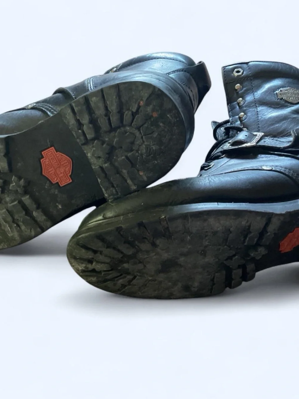 VINTAGE Harley-Davidson Black Leather Lace-Up Harness Motorcycle Boots Men’s 12